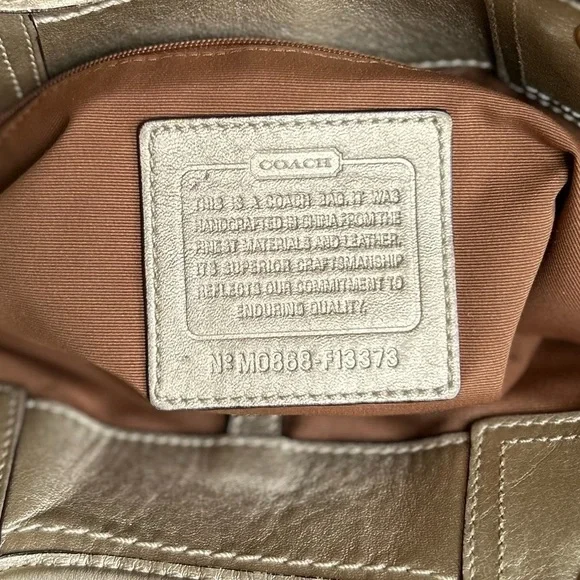 Coach Bleeker Natural Straw Metallic Bronze Floral Embroidered Logo Tote! - Picture 5 of 10